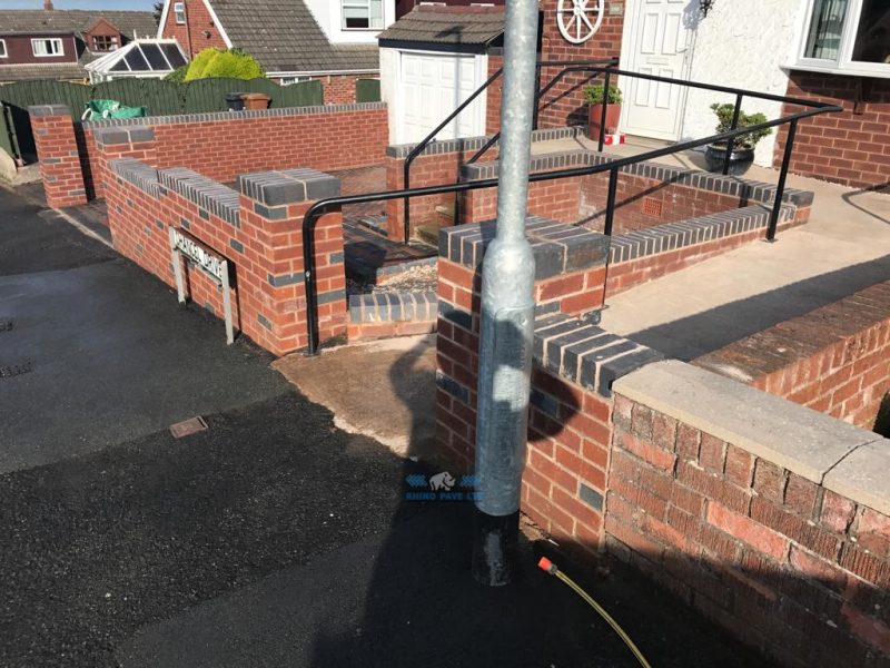 Brindle Paved Driveway with Charcoal Edging and Retaining Brick Walls with Pillars in Bagillt Flintshire 7.jpeg